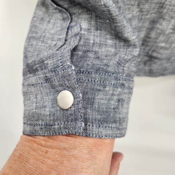 NWT Chico's Reversable Linen Indigo Stripe Jacket  Women's 2 (Large 12) - Picture 12 of 15